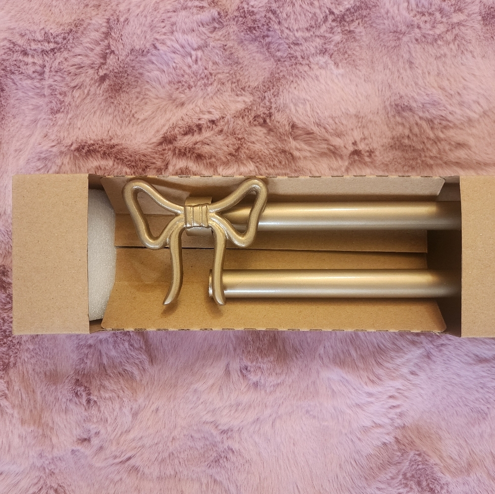 Gold Bow Decorative Curtain Rod, Adjustable 66 - 120"